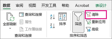 在 Excel 数据选项卡中点击清除筛选
