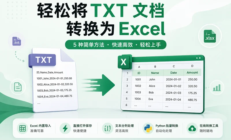 5 种将 TXT 文件转换为 Excel 的超实用方法