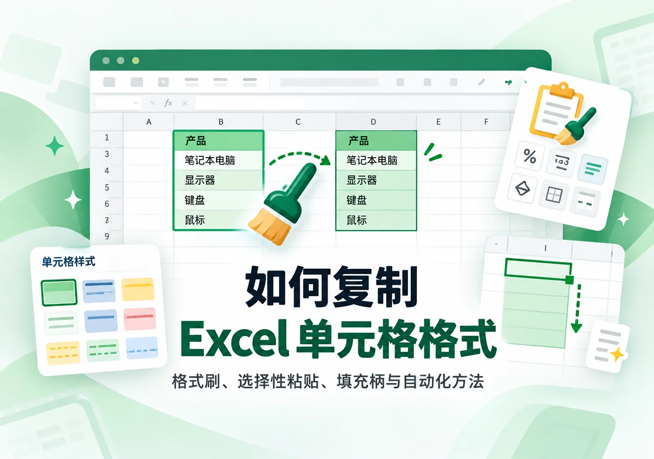 如何复制 Excel 单元格格式:格式刷、选择性粘贴与自动化方法