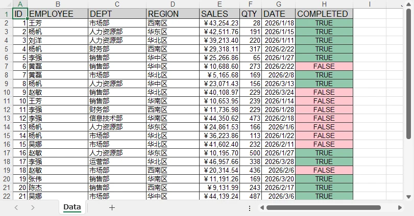 从 DBF 生成的 Excel 文件中添加条件格式化