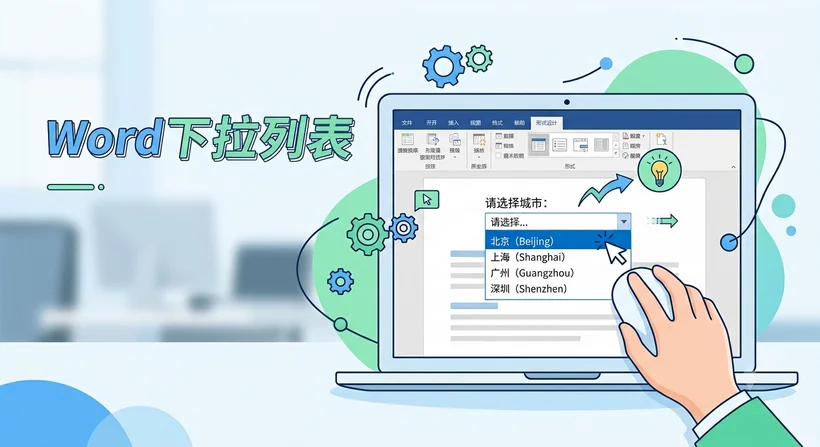 如何在 Word 中创建下拉列表 (内容控件 + 窗体域)
