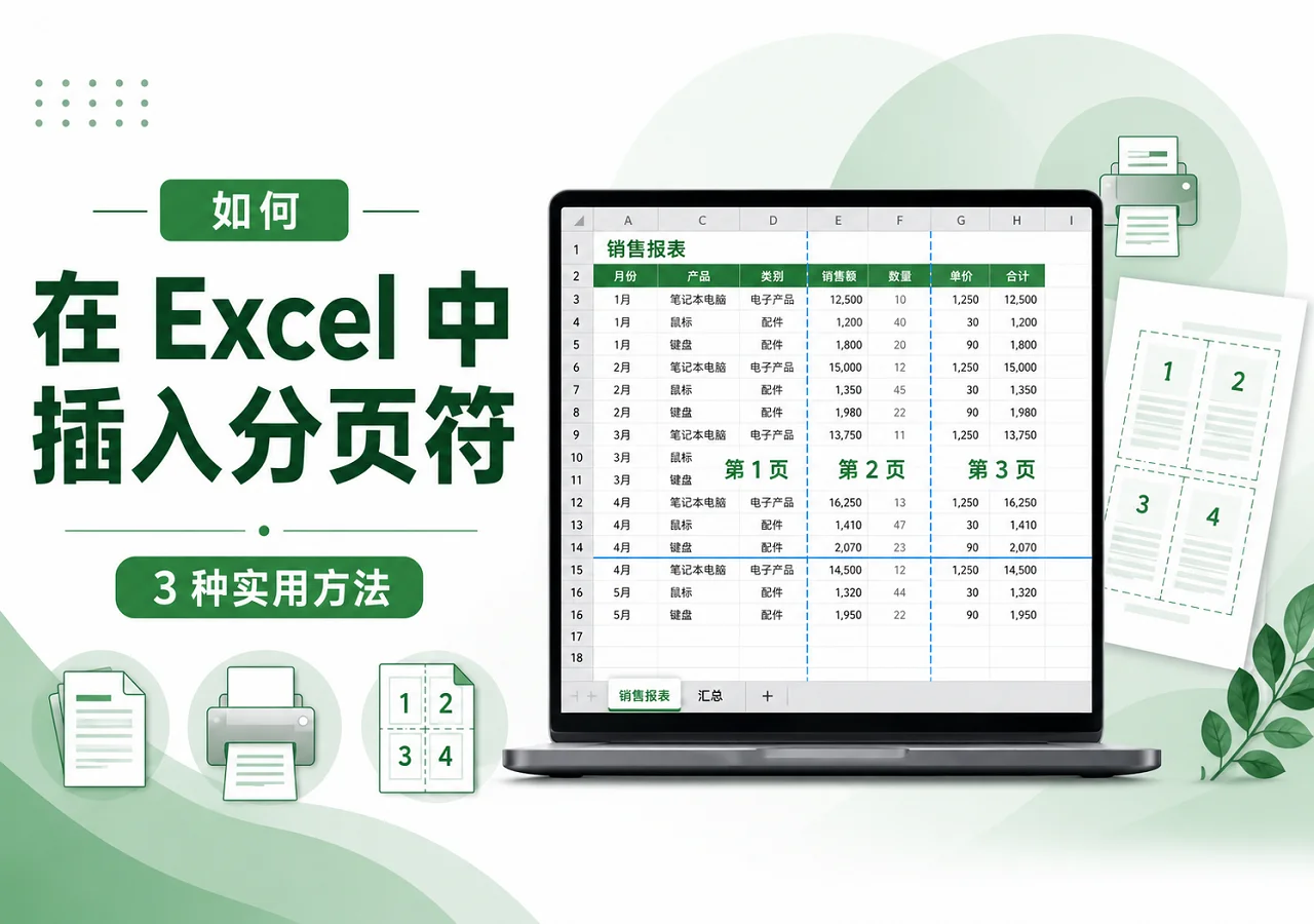 如何在 Excel 中插入分页符:3 种实用方法