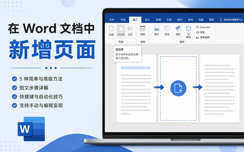 5 种在 Word 中插入新页面的方法(手动与 Python 自动化)