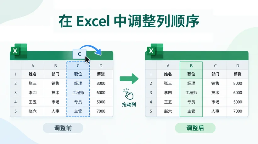 如何在 Excel 中调整列顺序(3种实用方法)