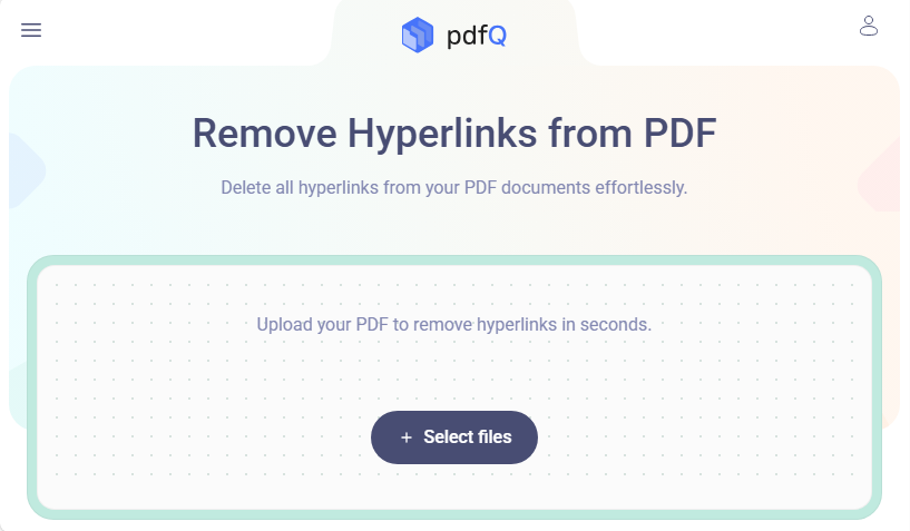PDFQ在线工具上传PDF移除超链接的界面